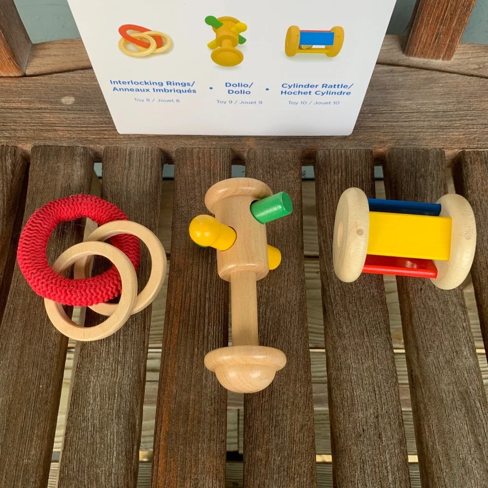 Monti Kids Level 2 Montessori Wooden Toy Bundle 7 Piece Set Baby 3+ Month Rattle